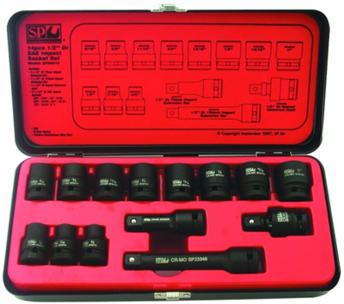 Socket Set 1/2 Dr 6pt Impact 14pc  SAE