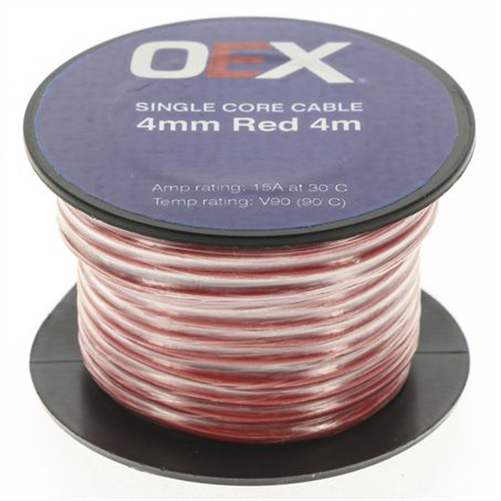 4mm Single Core Automotive Cable Red  4m Roll