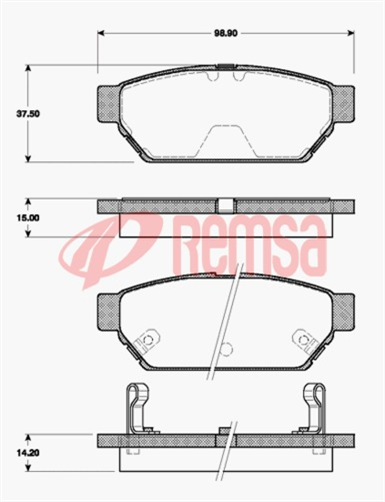 DB1278 E REAR DISC BRAKE PADS - MITSUBISHI LANCER CC,CE 92-04