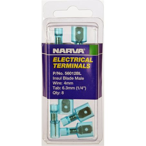 Crimp Terminal Male Blade Blue Terminal Entry 6.3mm Poly Carbonate 8 P