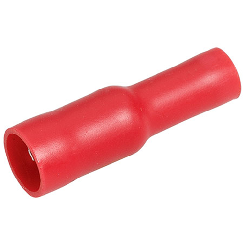 Crimp Terminal Female Bullet Red Insulated 4.3mm - 12 Pce