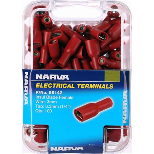 Crimp Terminal Female Blade Red Terminal Entry 6.3 x 0.8mm Vinyl 100 P