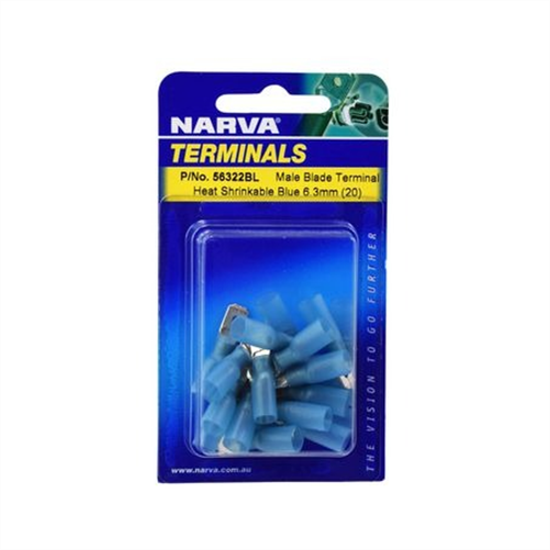 Adhesive Lined Heatshrink Male 4mm Blade Terminal Blue 20 Pack