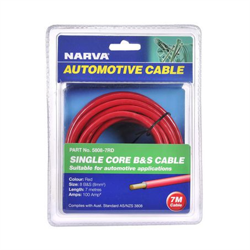 8 B&S Single Core Battery Cable Red 7M