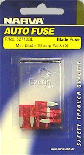 Narva Mini Blade Fuse 10A Red 5 Pce