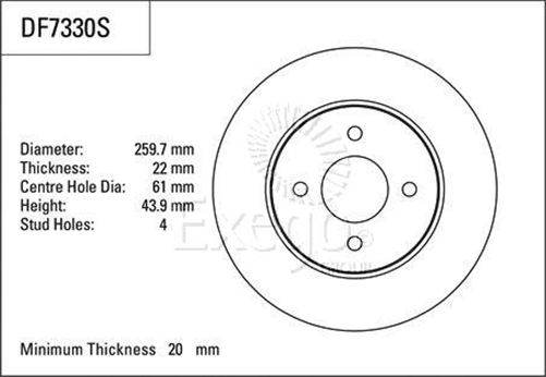 Disc Brake Rotor 260mm x 20 Min