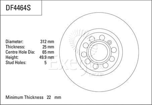 Disc Brake Rotor 312mm x 22 Min