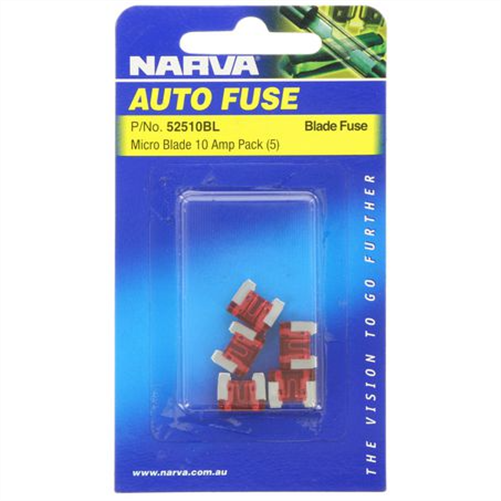 Narva Micro Blade Fuse 10A Red 5 Pce