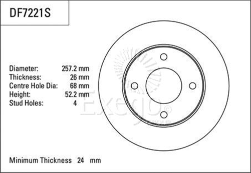 Disc Brake Rotor 257.2mm x 24 min