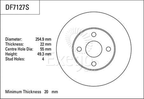 Disc Brake Rotor 255mm x 20 Min