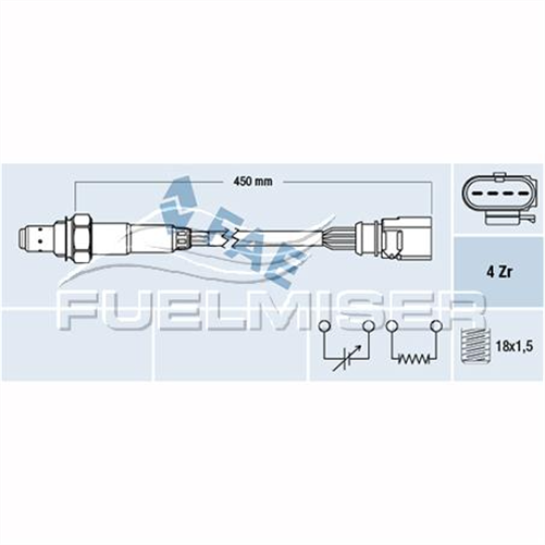 OXYGEN SENSOR DIRECT FIT 4 WIRE 500MM CABLE