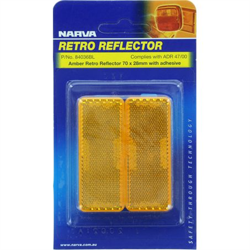 Reflector Rectangle Amber 28 x 70mm - 2 Pce