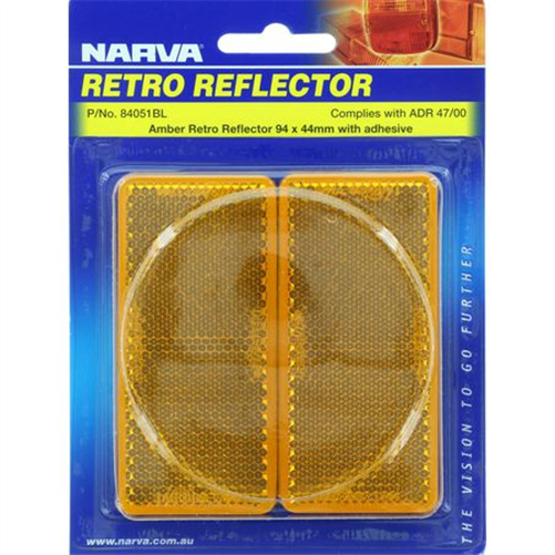 Reflector Rectangle Amber 44 x 94mm - 2 Pce