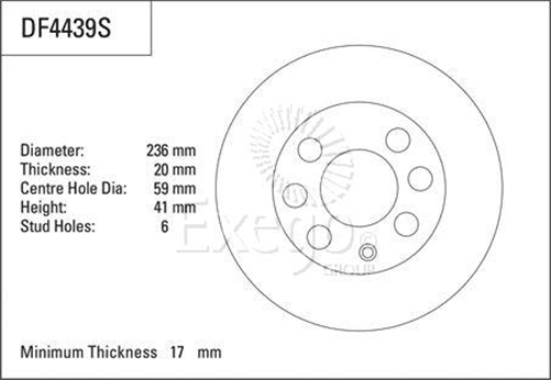 Disc Brake Rotor 236mm x 17 Min