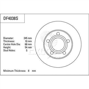 Disc Brake Rotor 245mm x 8 Min