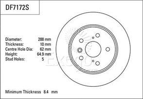 Disc Brake Rotor 288mm x 8.4 Min