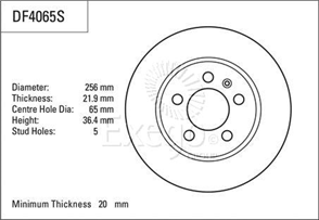 Disc Brake Rotor 256mm x 20 Min