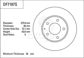 Disc Brake Rotor 275.8mm x 26 min