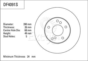 Disc Brake Rotor 280mm x 24 Min