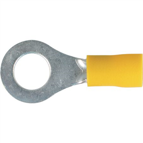 Crimp Terminal Ring Yellow ID 8.4mm Vinyl 50 Pce