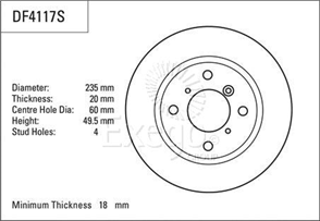 Disc Brake Rotor 235mm x 18 Min