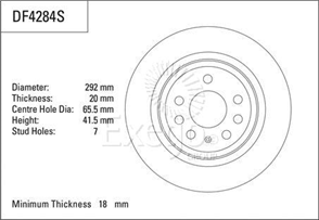 Disc Brake Rotor 292mm x 18 Min