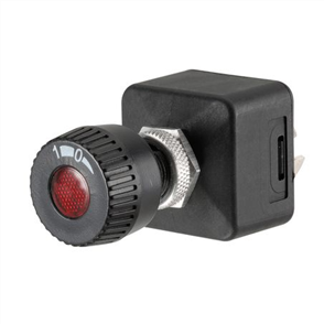 Rotary Switch On - Off - SPST 12V Red Illuminated (Contacts Rated 15A