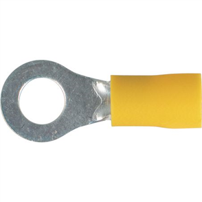 Crimp Terminal Ring Yellow ID 6.3mm Vinyl 50 Pce