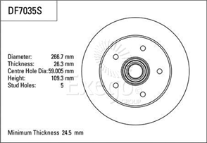 Disc Brake Rotor 266.7mm x 24 Min