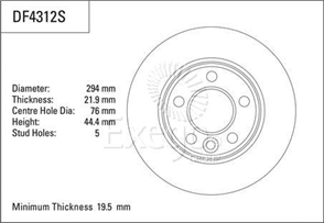 Disc Brake Rotor 294mm x 19.5 Min