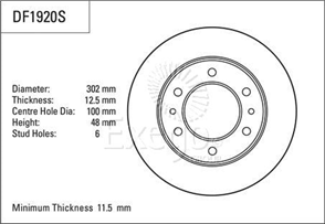 Disc Brake Rotor 303mm x 11.5 min