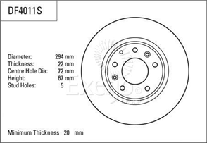 Disc Brake Rotor 294mm x 20min