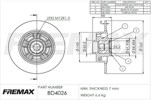 BRAKE DISC REAR EACH BD-4026