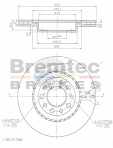 EURO-LINE DISC ROTOR PAIR ALFA ROMEO REAR 292MM BDR19940EL