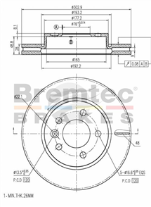 EURO-LINE BRAKE DISC ROTOR PAIR BDR22430EL