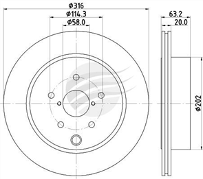 TRADE-LINE BRAKE ROTOR SUBARU REAR 316MM BDR26430TL