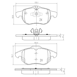 FRONT BRAKE PADS GMC VECTRA 15 03- (556.0) DB1664FP