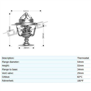 DAYCO THERMOSTAT 54MM 82 DEGREES C - 180 DEGREES F DT157A