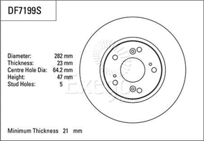 Disc Brake Rotor 282mm x 21 Min