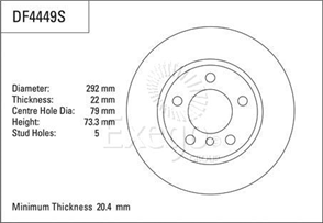 Disc Brake Rotor 292mm x 20.4 Min