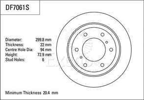 Disc Brake Rotor 300mm x 20.4 Min