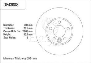 Disc Brake Rotor 308mm x 25.5 Min