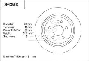 Disc Brake Rotor 296mm x 8 Min