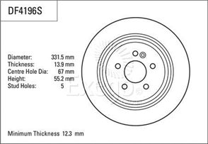 Disc Brake Rotor 331.5mm x 12.3 Min