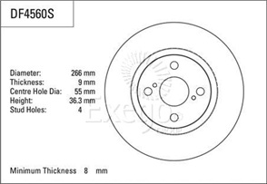 Disc Brake Rotor 266mm x 8 Min