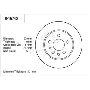 Disc Brake Rotor 279mm x 8.3 Min