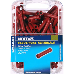 Crimp Terminal Cable Joiner Red 2.5 - 3mm Vinyl 100 Pce