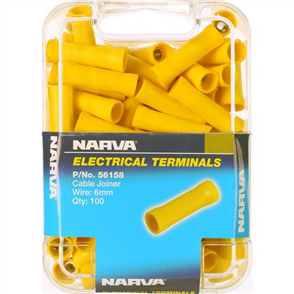 Crimp Terminal Cable Joiner Yellow 5 - 6mm Vinyl 100 Pce