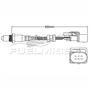 OXYGEN SENSOR DIRECT FIT 5 WIRE 850MM CABLE