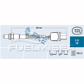 OXYGEN SENSOR DIRECT FIT 5 WIRE 300MM CABLE